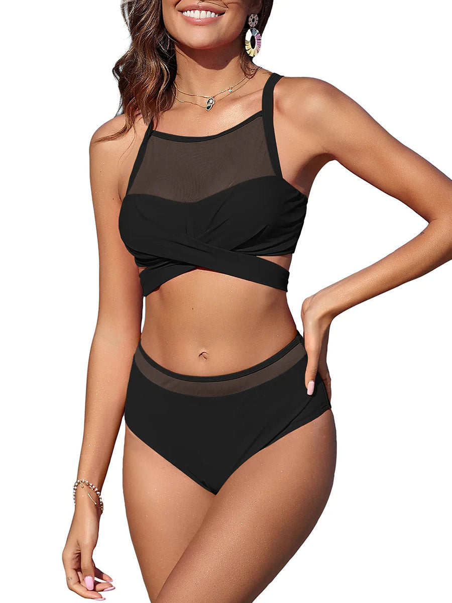 Mesh Twisted Cross Bikini