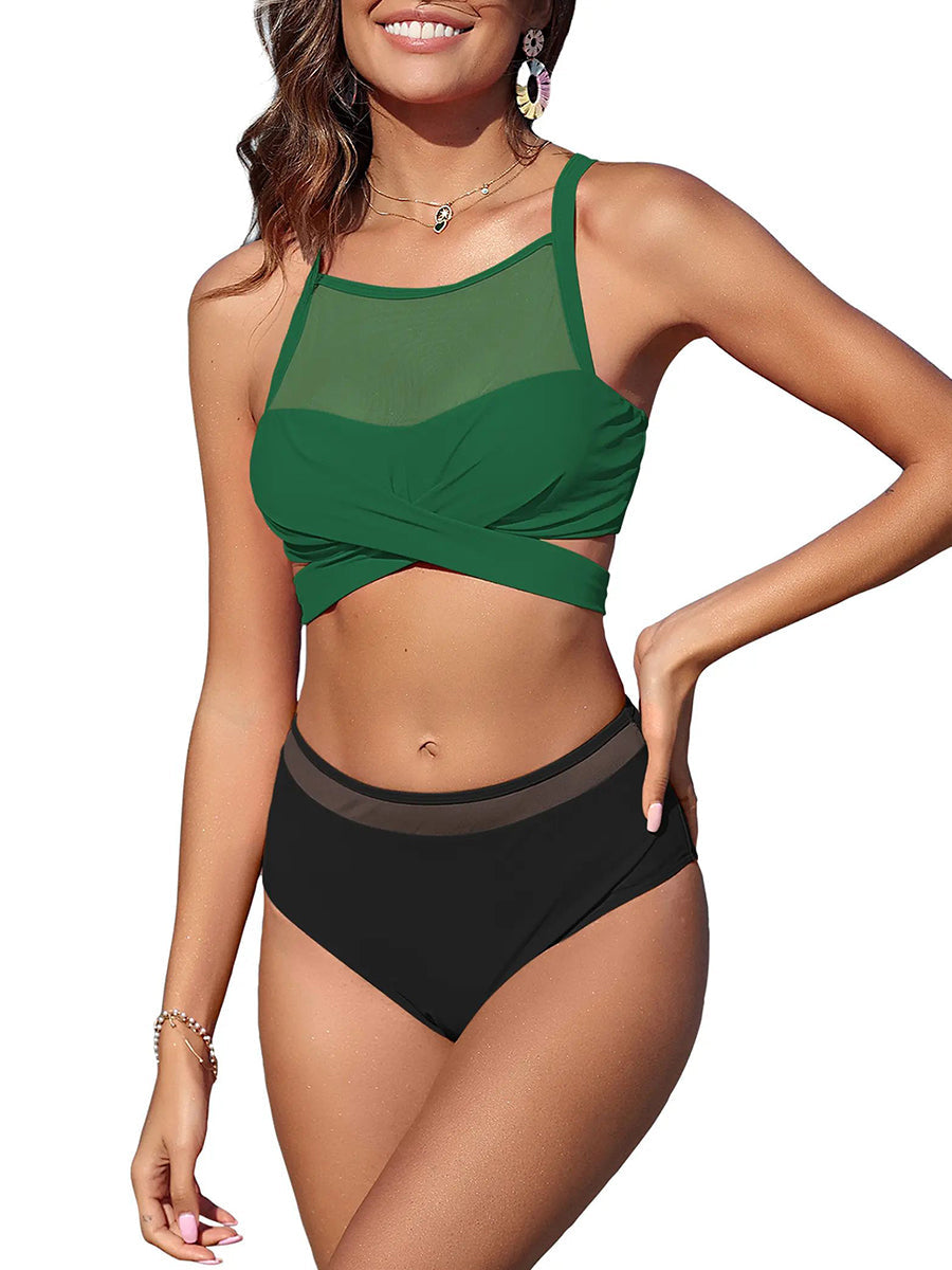 Mesh Twisted Cross Bikini