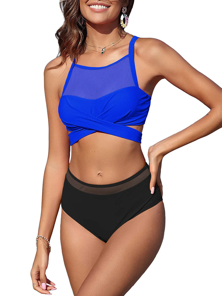 Mesh Twisted Cross Bikini