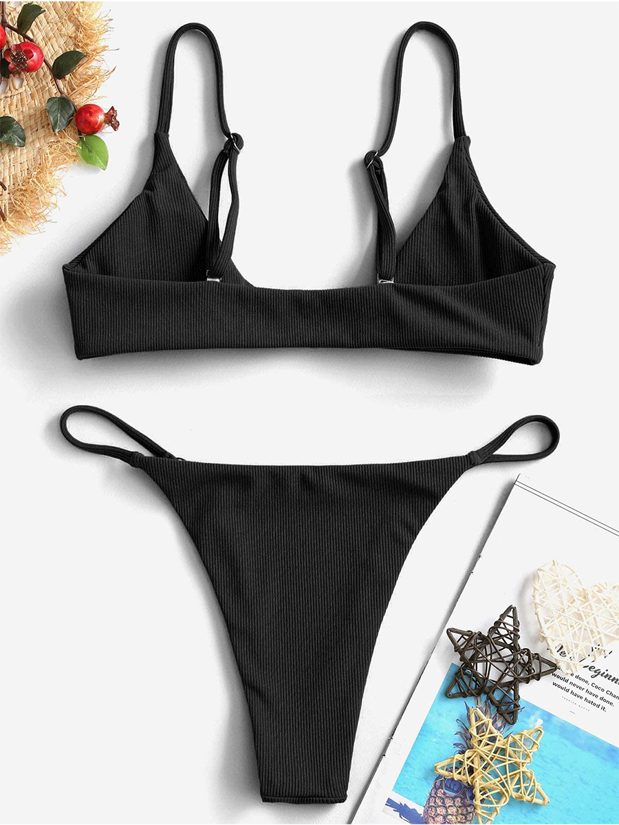 O Ring Halter Solid Color Swimsuit