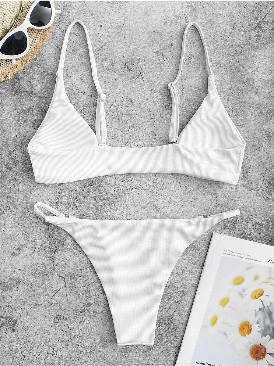 O Ring Halter Solid Color Swimsuit