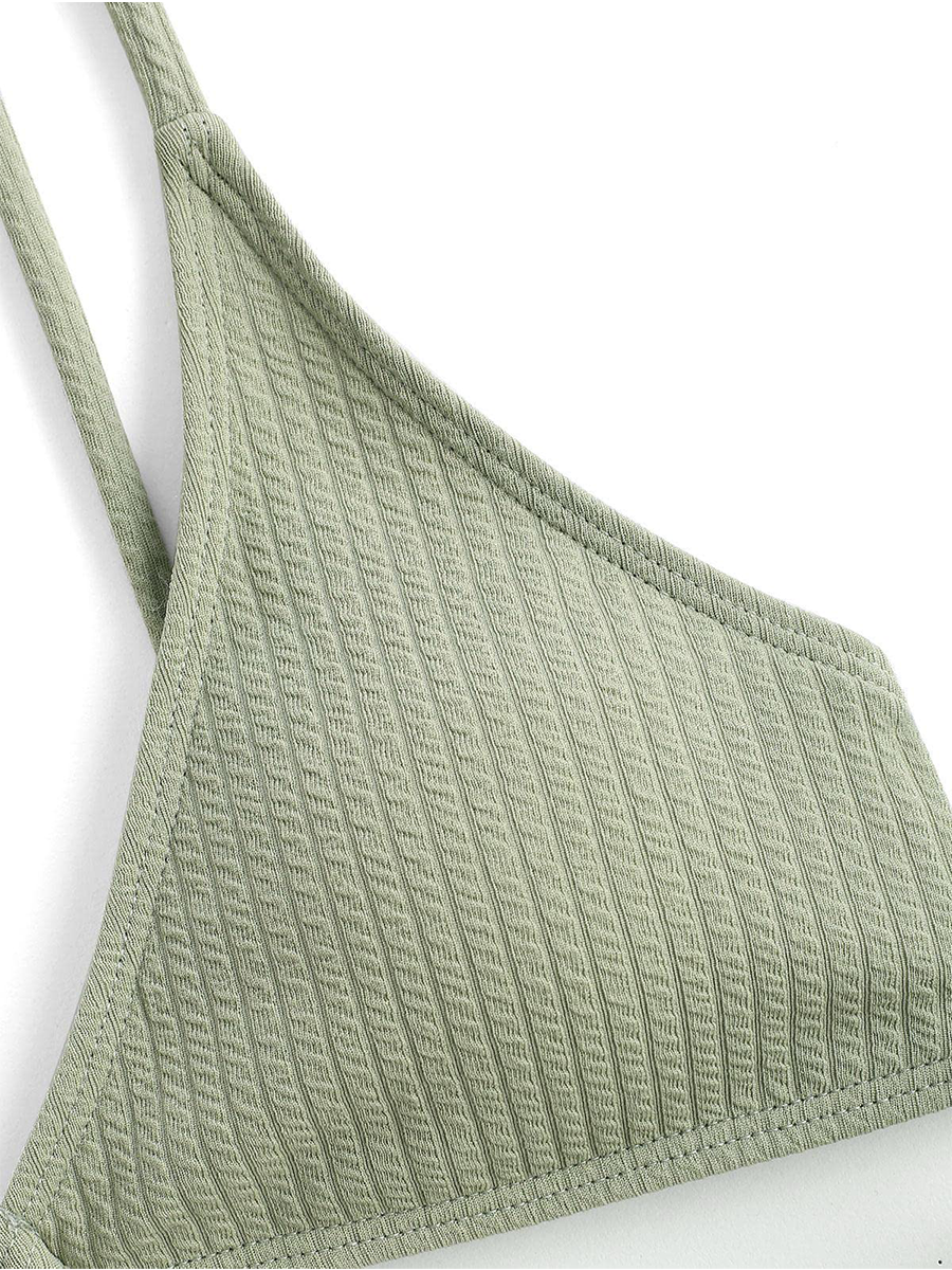 O Ring Halter Solid Color Swimsuit