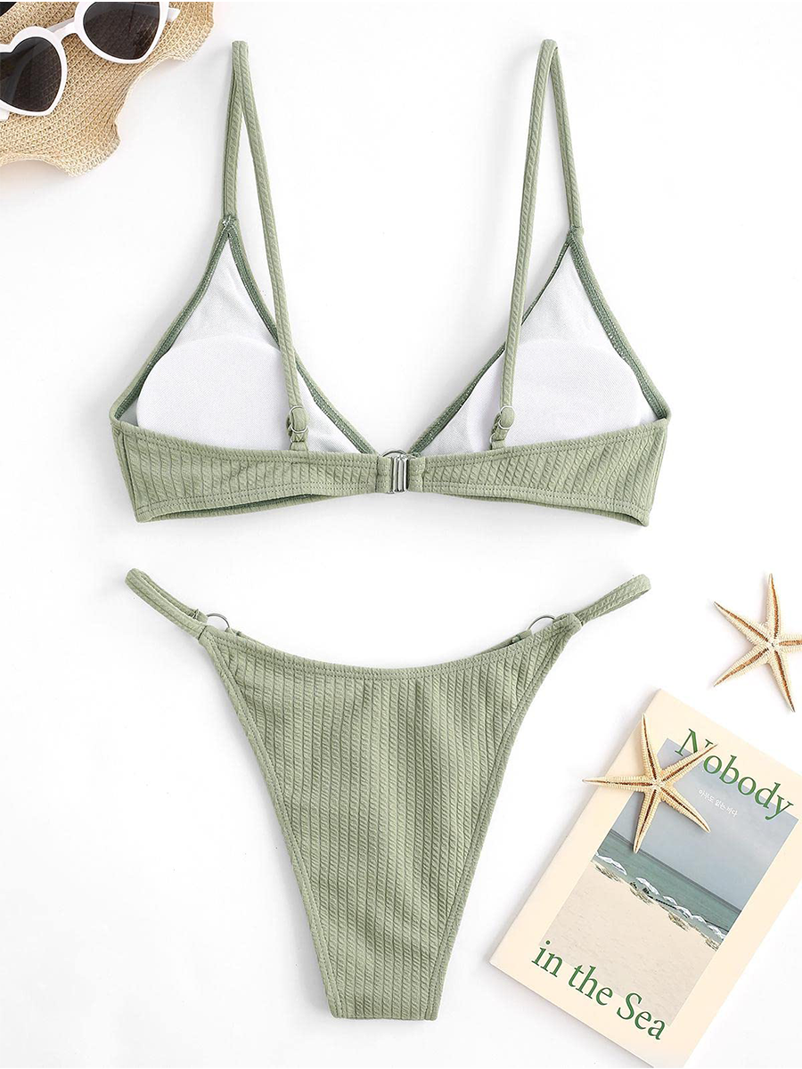 O Ring Halter Solid Color Swimsuit