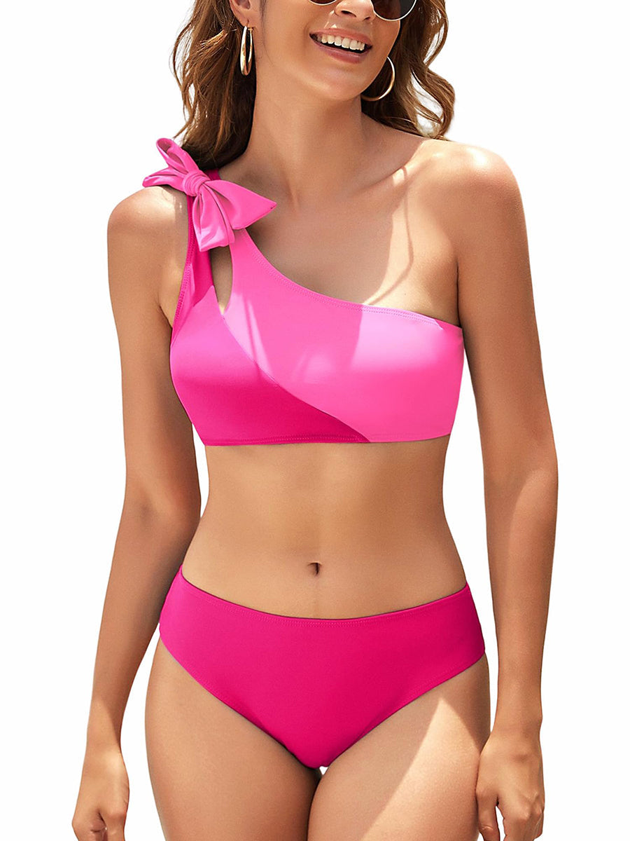 One Shoulder Cut Out Bikini Set