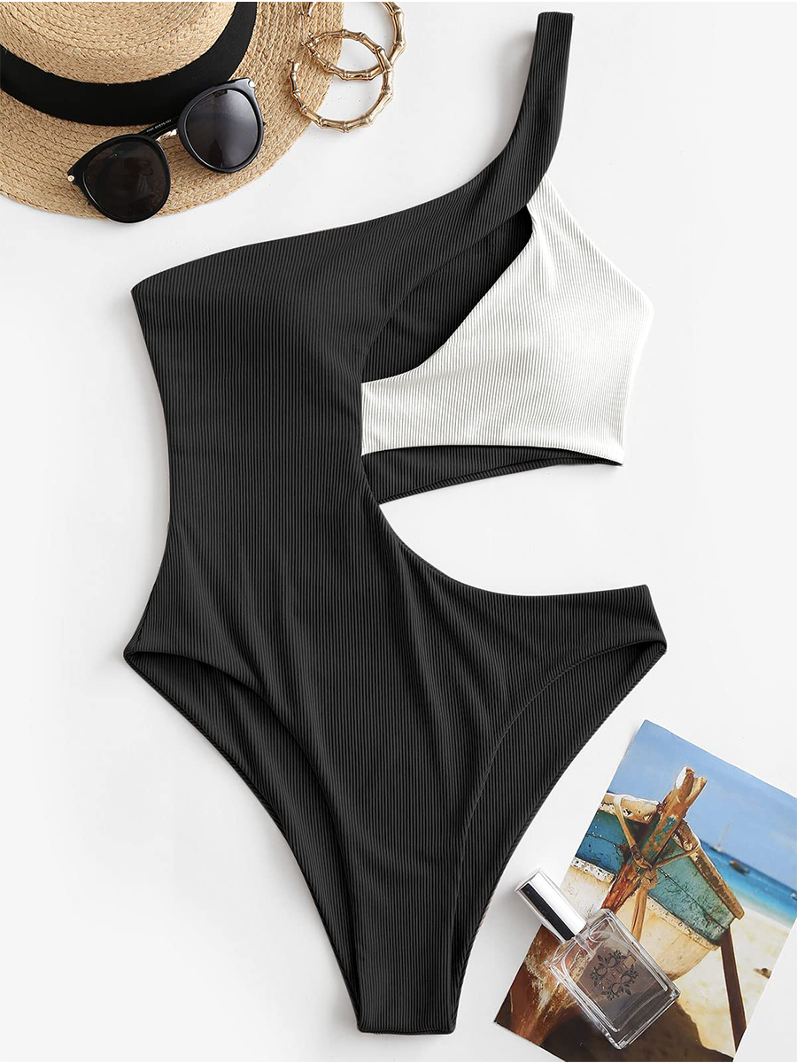 One Shoulder Ribbed Cutout