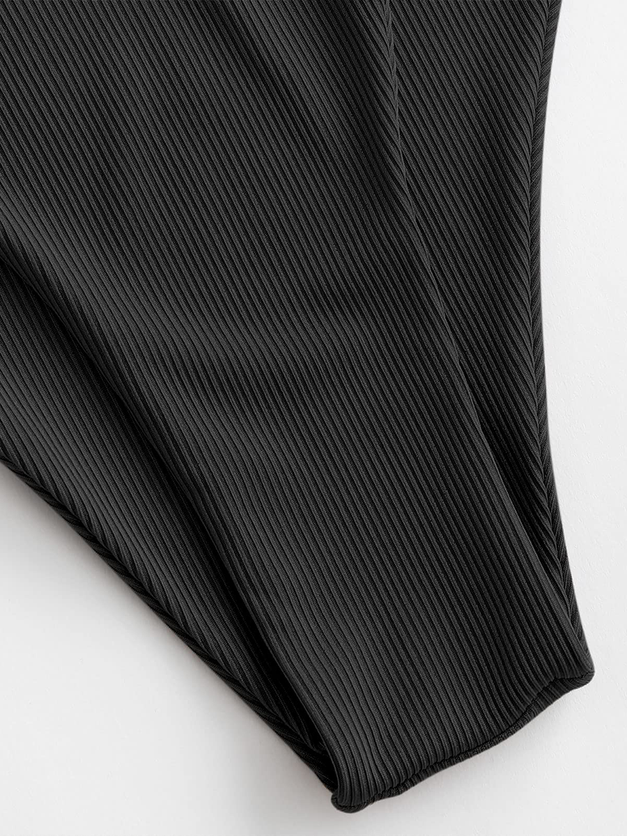 One Shoulder Ribbed Cutout