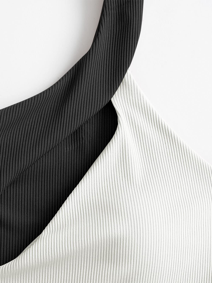 One Shoulder Ribbed Cutout