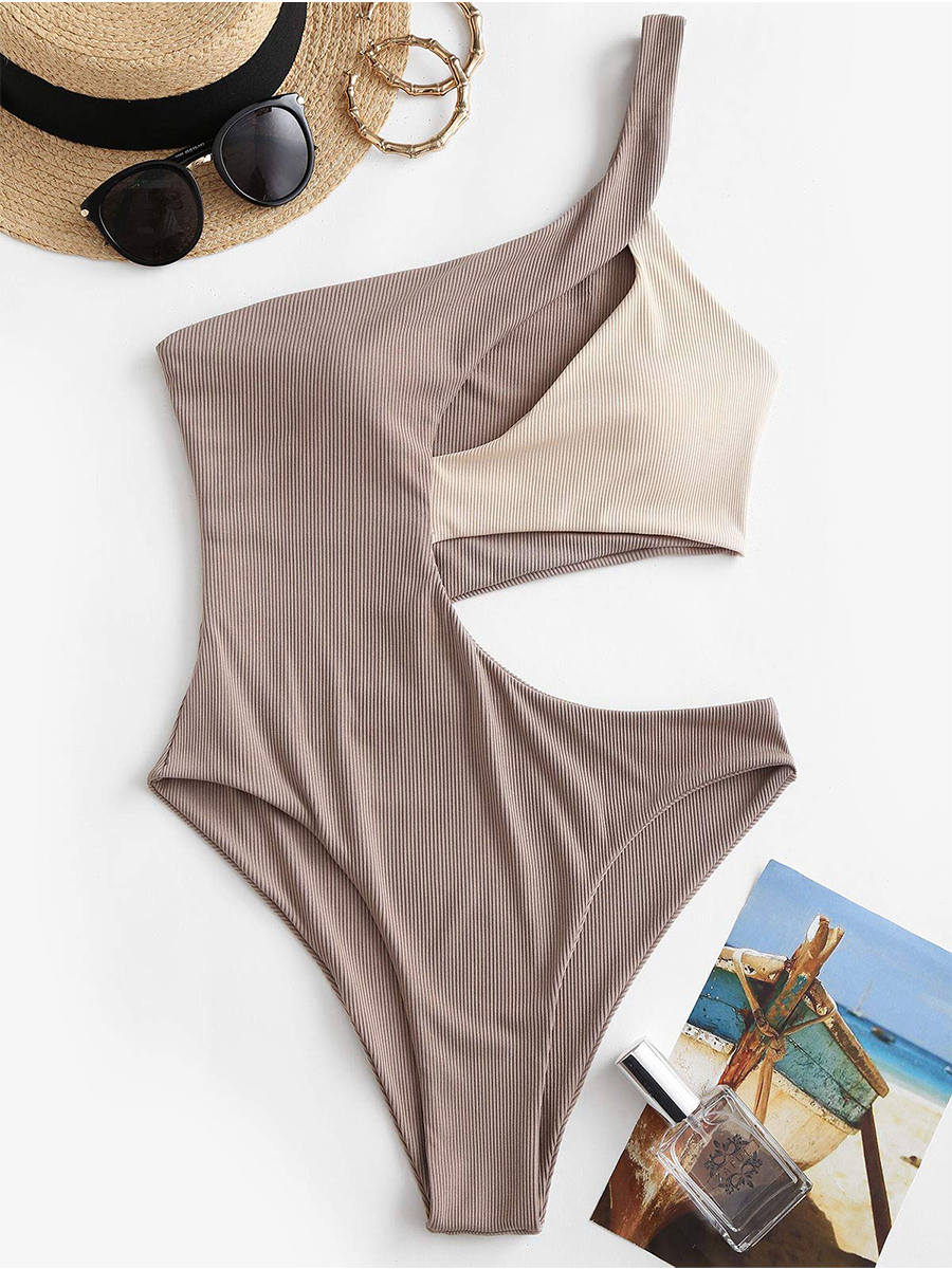 One Shoulder Ribbed Cutout