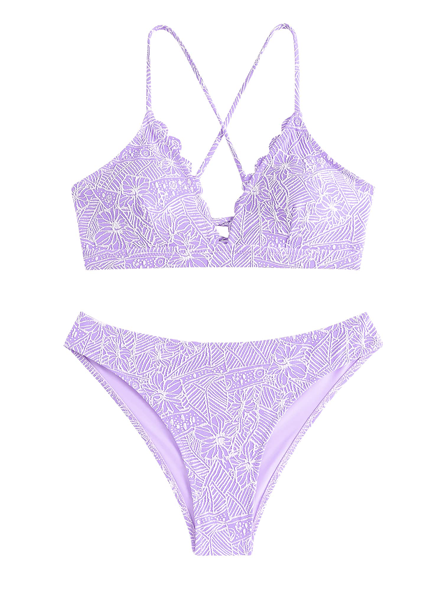 Scalloped V-neck Swimsuit