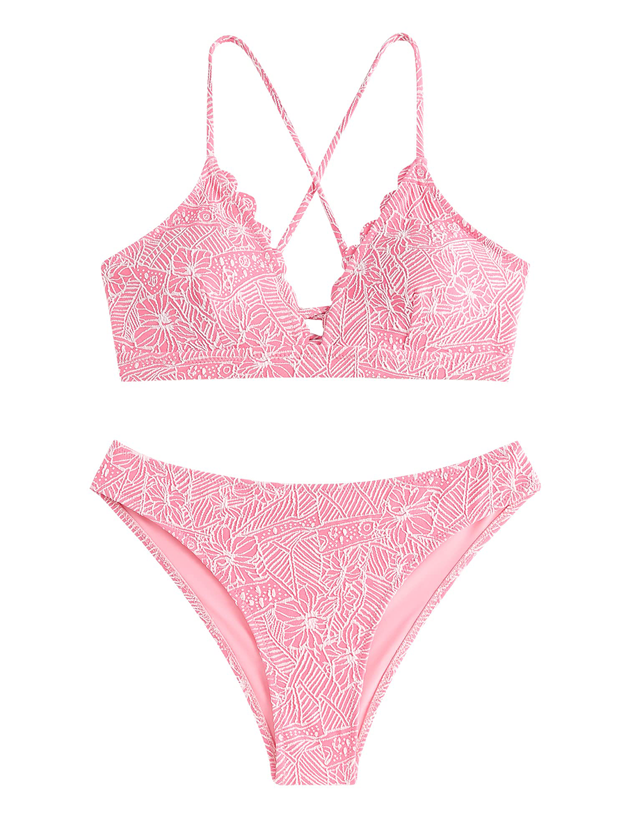 Scalloped V-neck Swimsuit