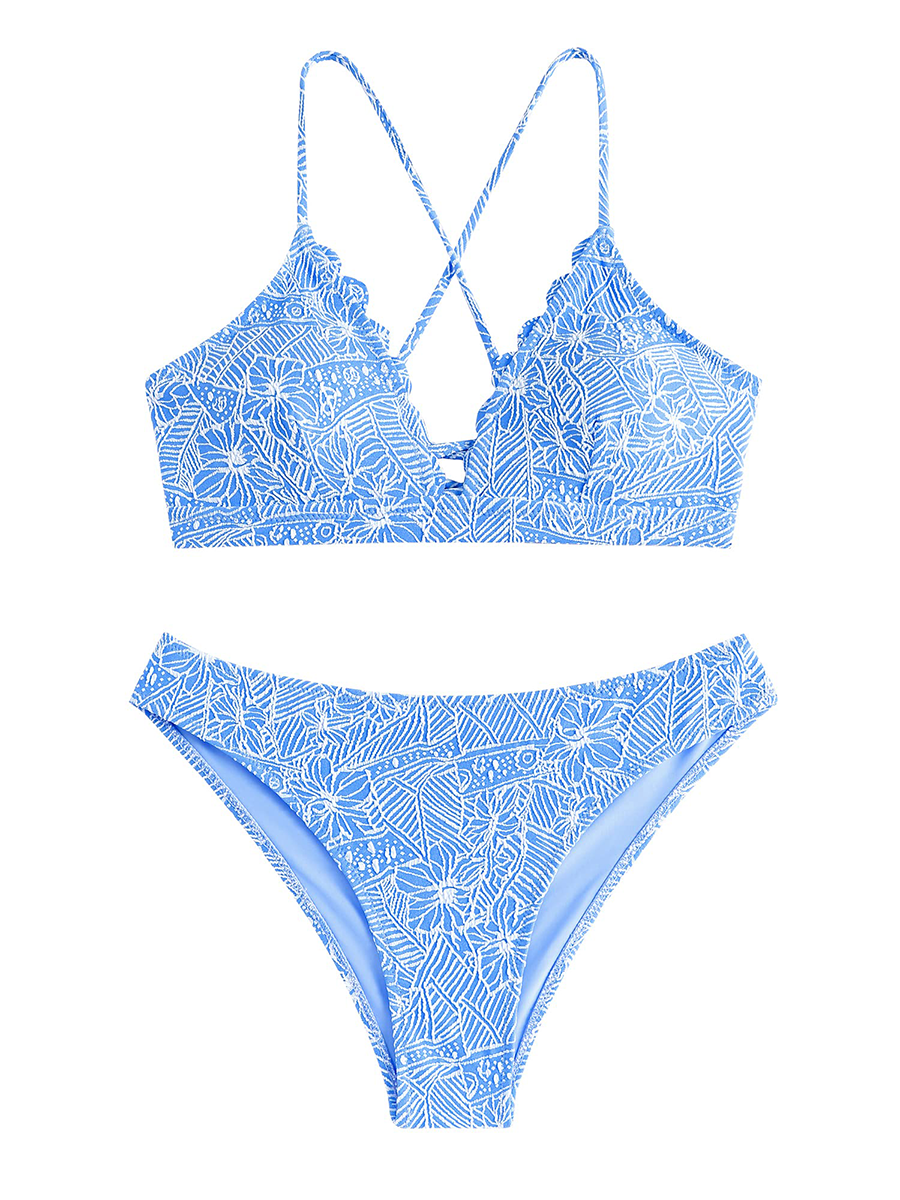 Scalloped V-neck Swimsuit