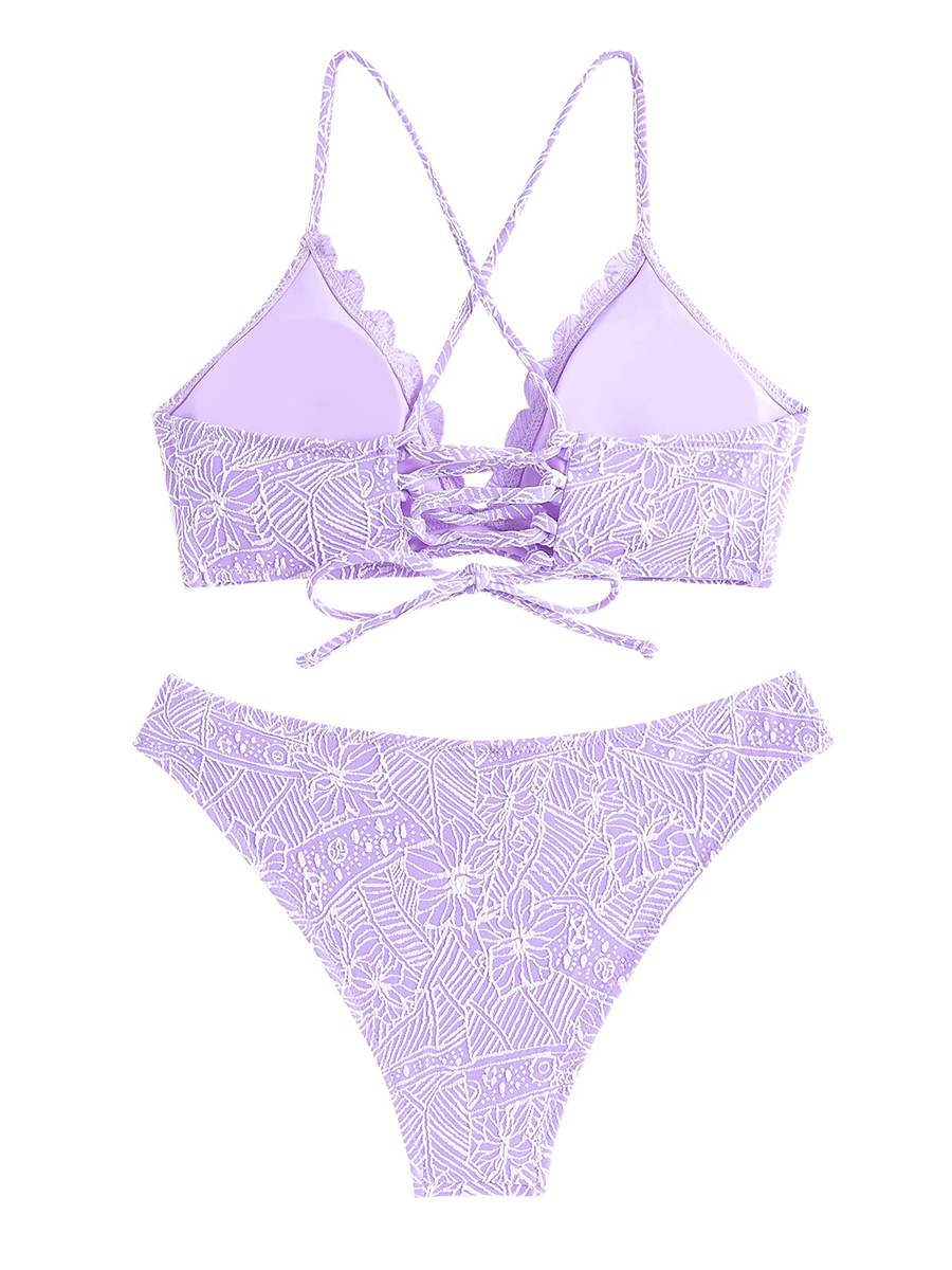 Scalloped V-neck Swimsuit