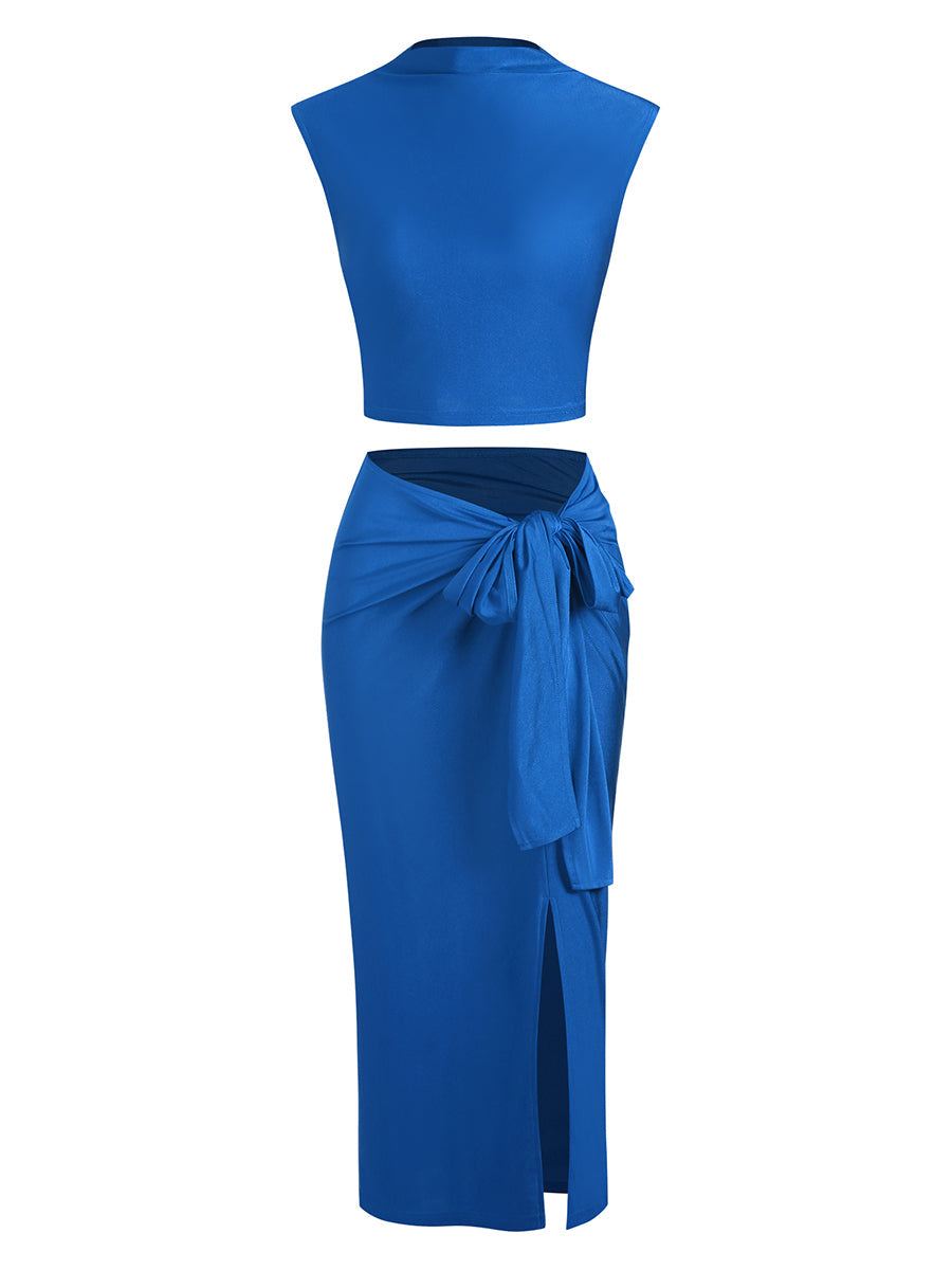 Sleeveless Dress Crop Top Outfit