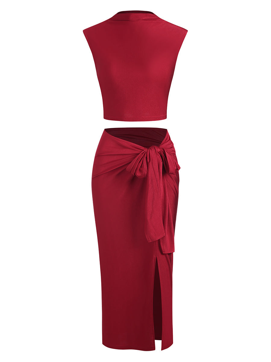 Sleeveless Dress Crop Top Outfit