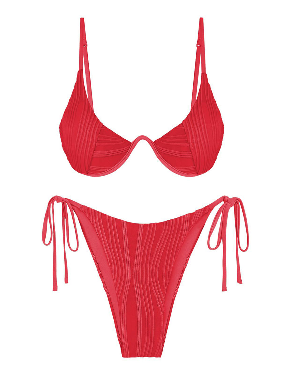 Textured Underwire Bikini Set