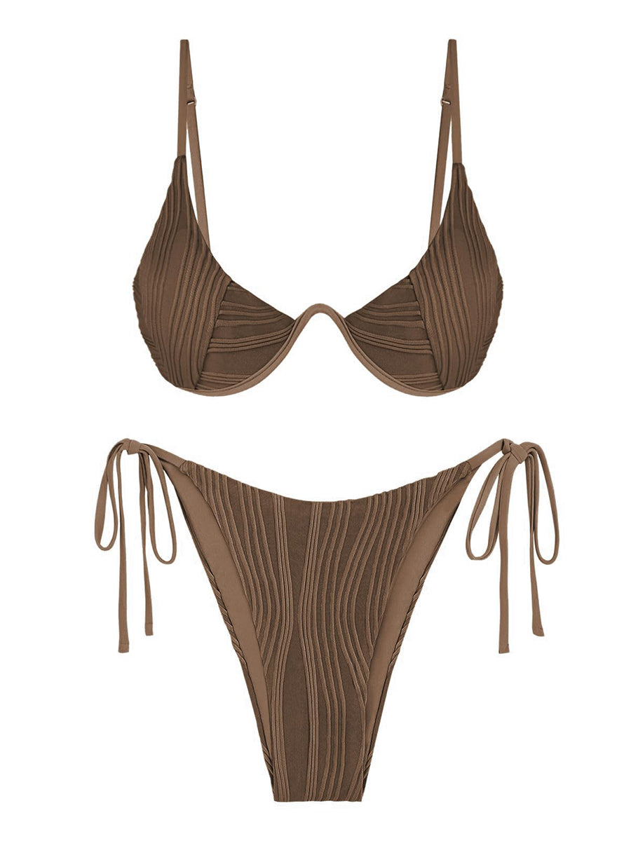 Textured Underwire Bikini Set