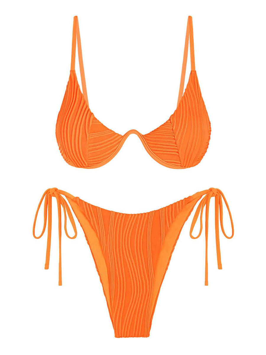 Textured Underwire Bikini Set