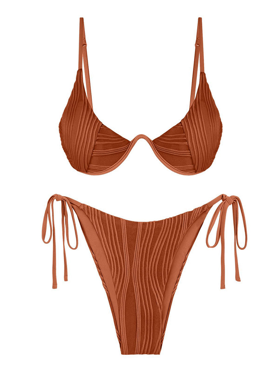 Textured Underwire Bikini Set