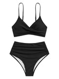 Twist Front Ruched High Waisted Bikini