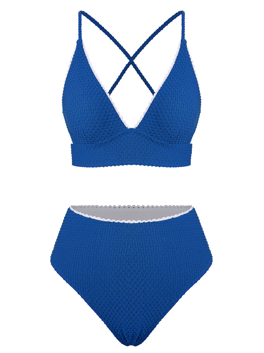 V Neck High Waisted Bikini