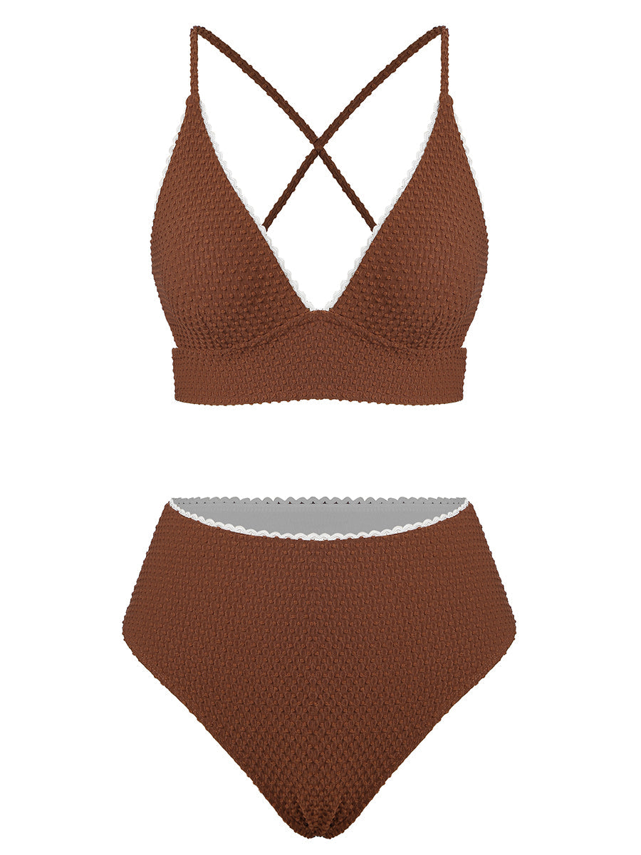 V Neck High Waisted Bikini
