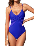 V Neck Mesh Cutout Swimwear