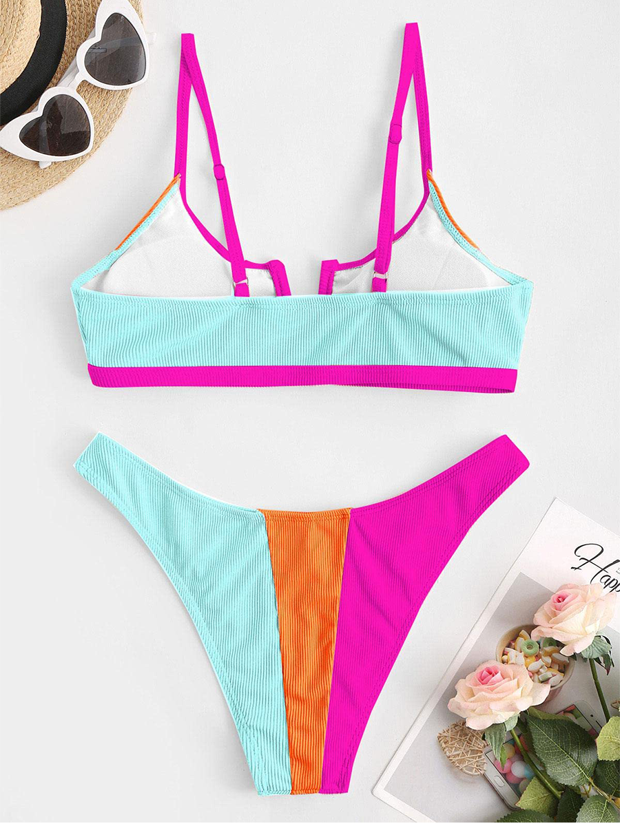 V shaped wired bikini set
