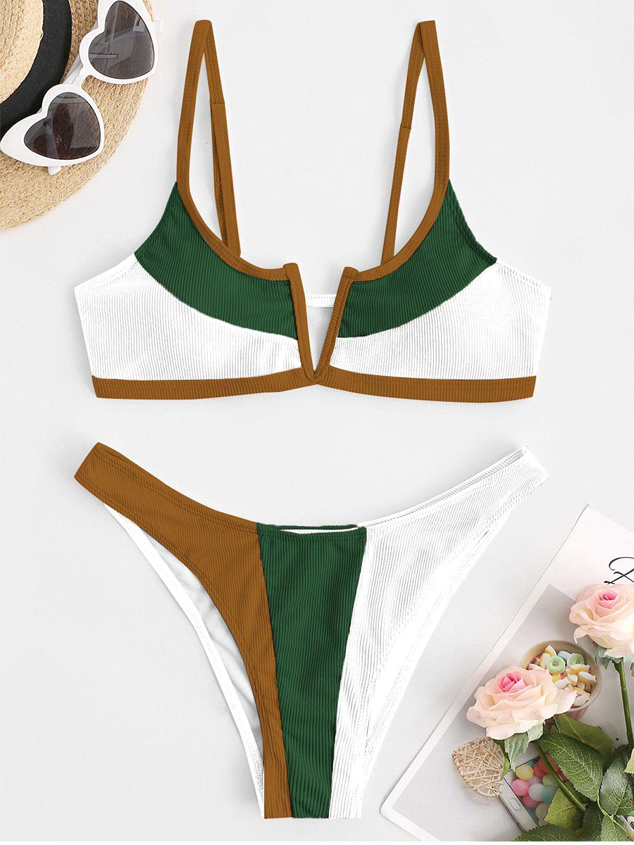 V shaped wired bikini set