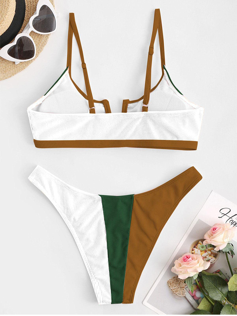 V shaped wired bikini set