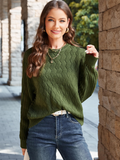 Crew Neck Long Sleeve Crochet Knit