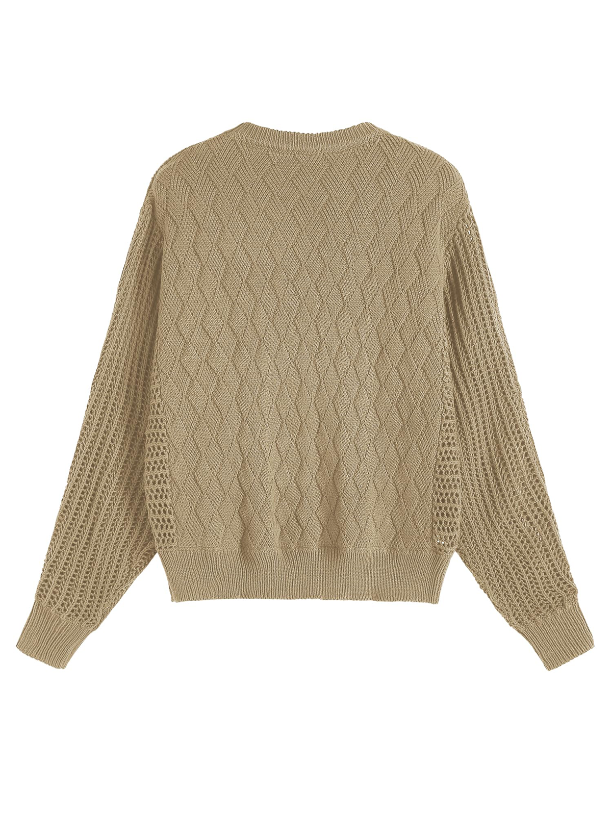 Crew Neck Long Sleeve Crochet Knit