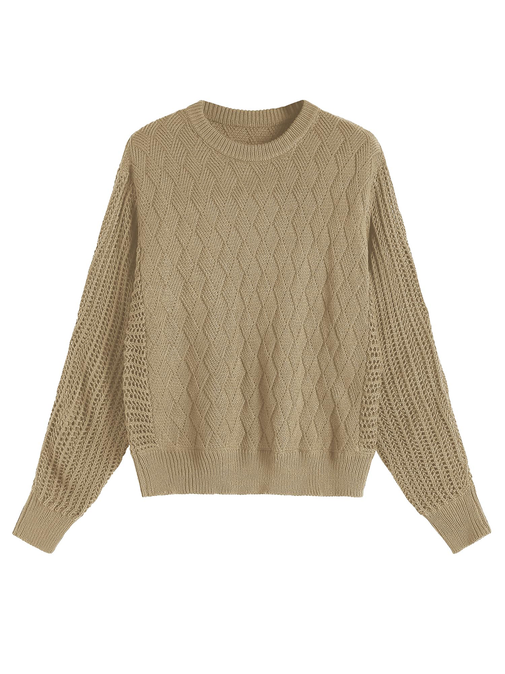 Crew Neck Long Sleeve Crochet Knit