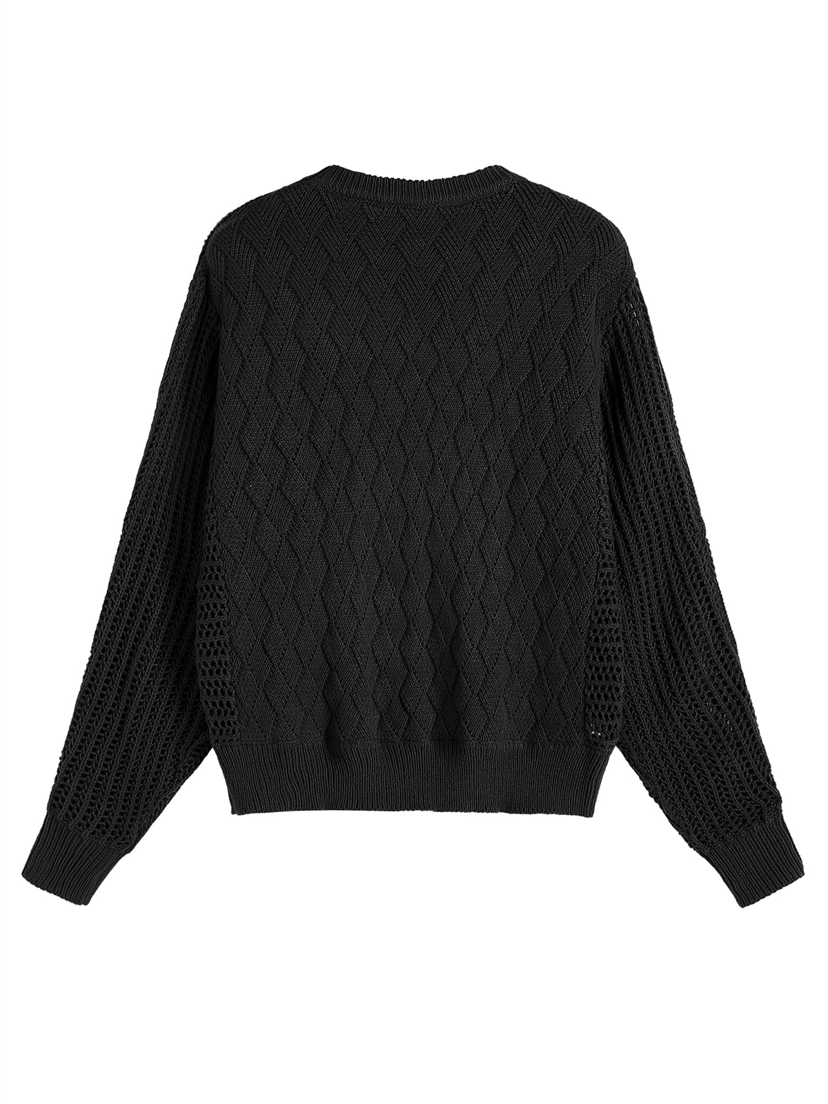Crew Neck Long Sleeve Crochet Knit