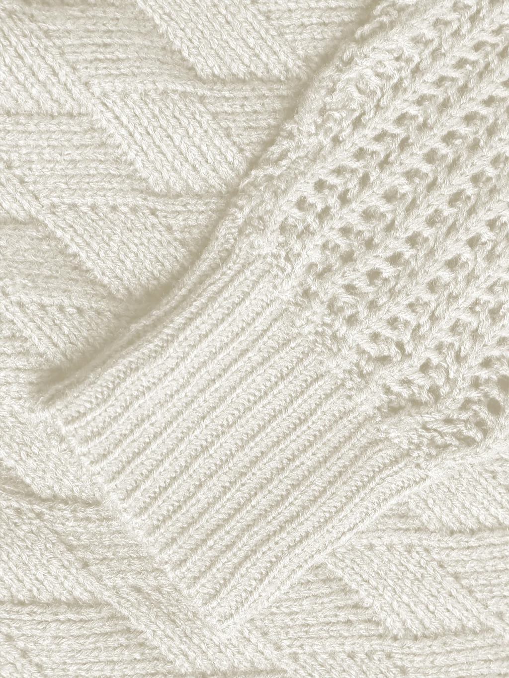 Crew Neck Long Sleeve Crochet Knit