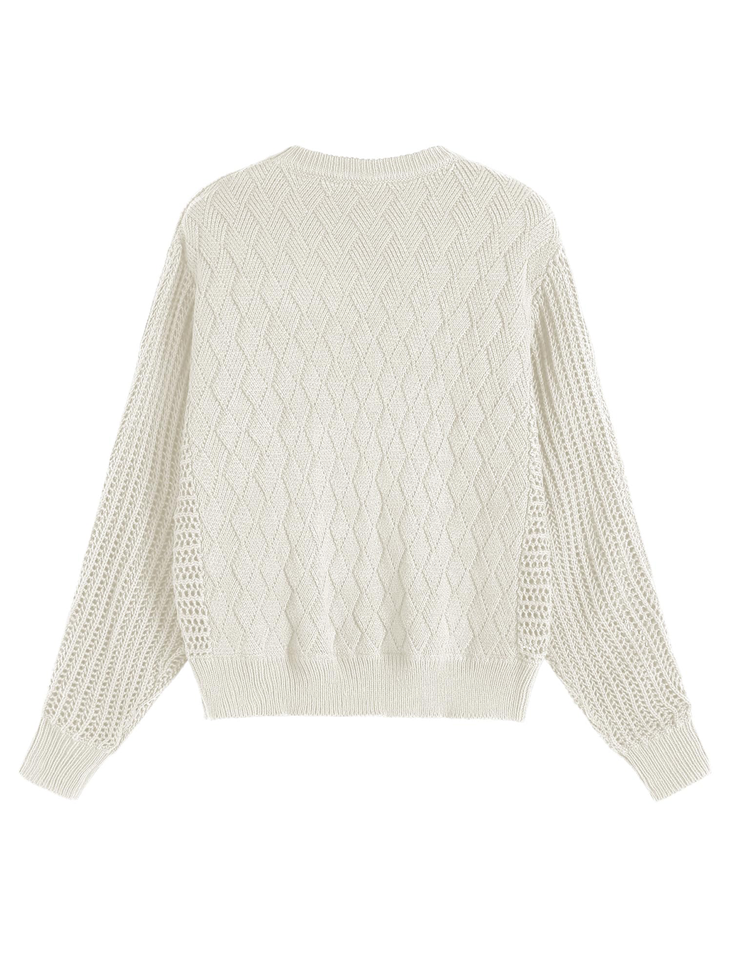 Crew Neck Long Sleeve Crochet Knit