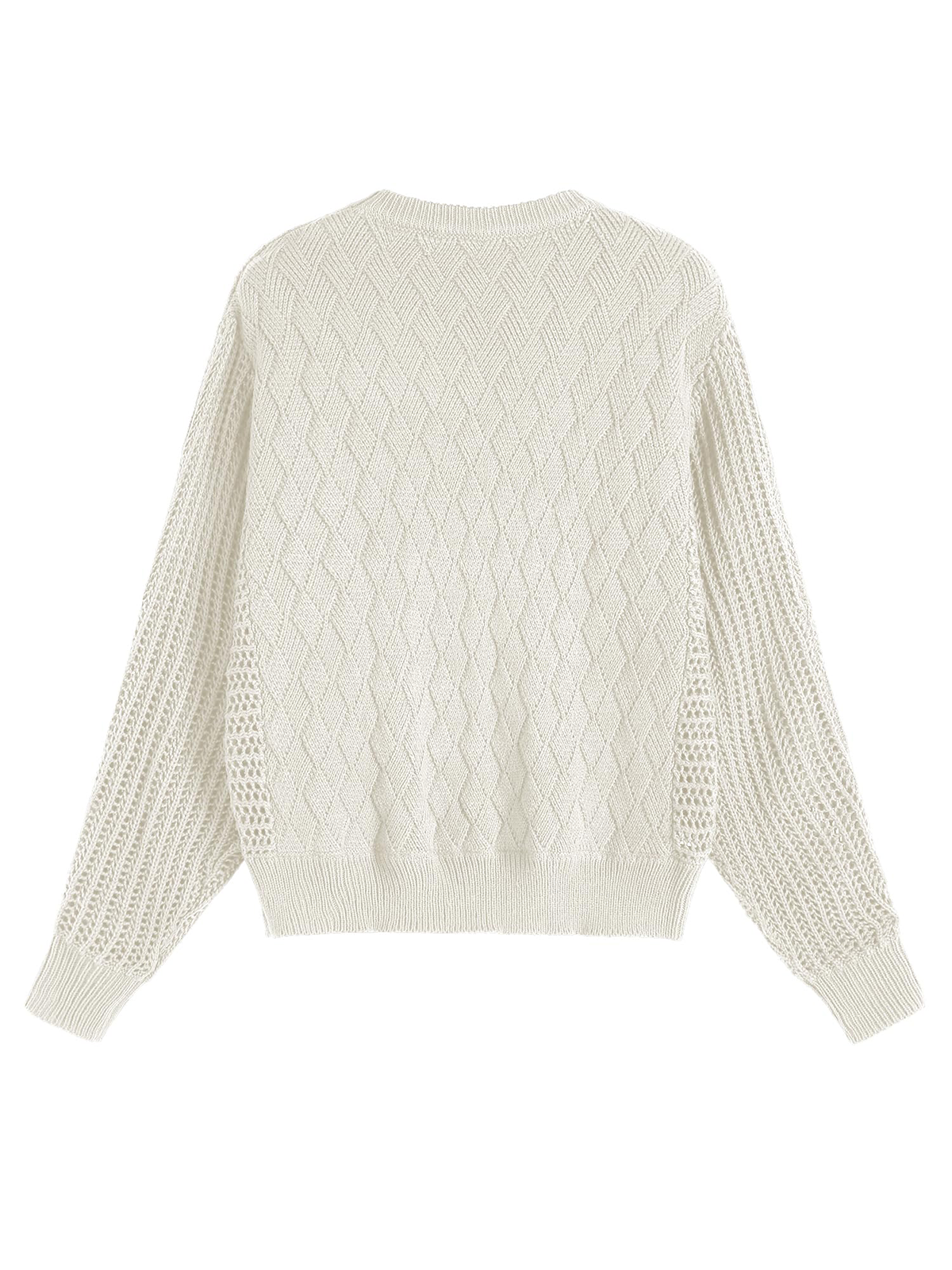 Crew Neck Long Sleeve Crochet Knit