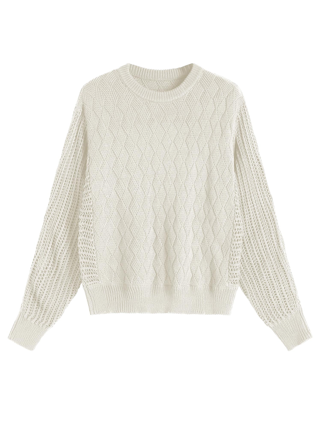 Crew Neck Long Sleeve Crochet Knit