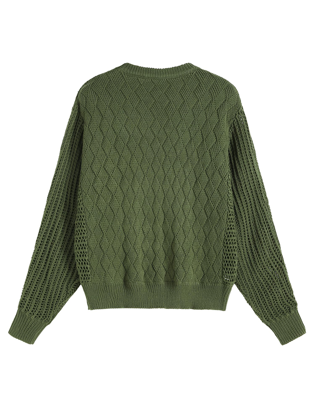 Crew Neck Long Sleeve Crochet Knit