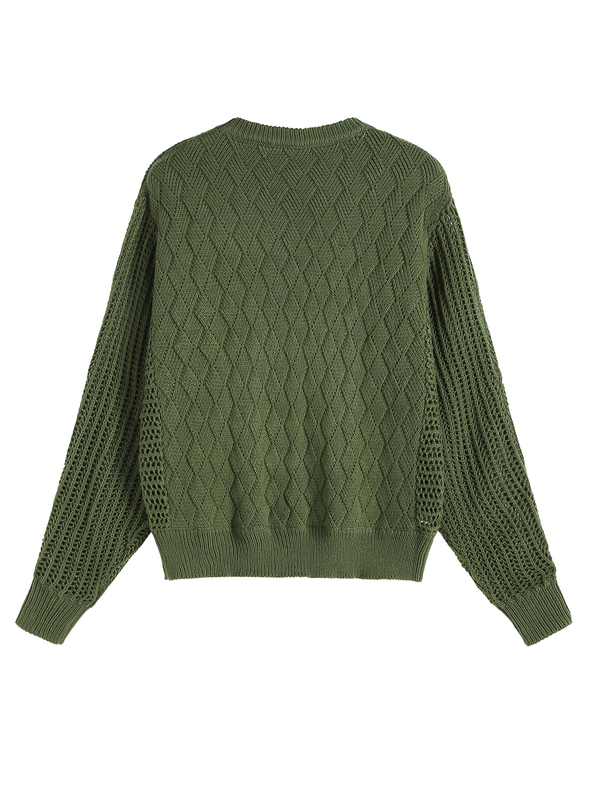 Crew Neck Long Sleeve Crochet Knit
