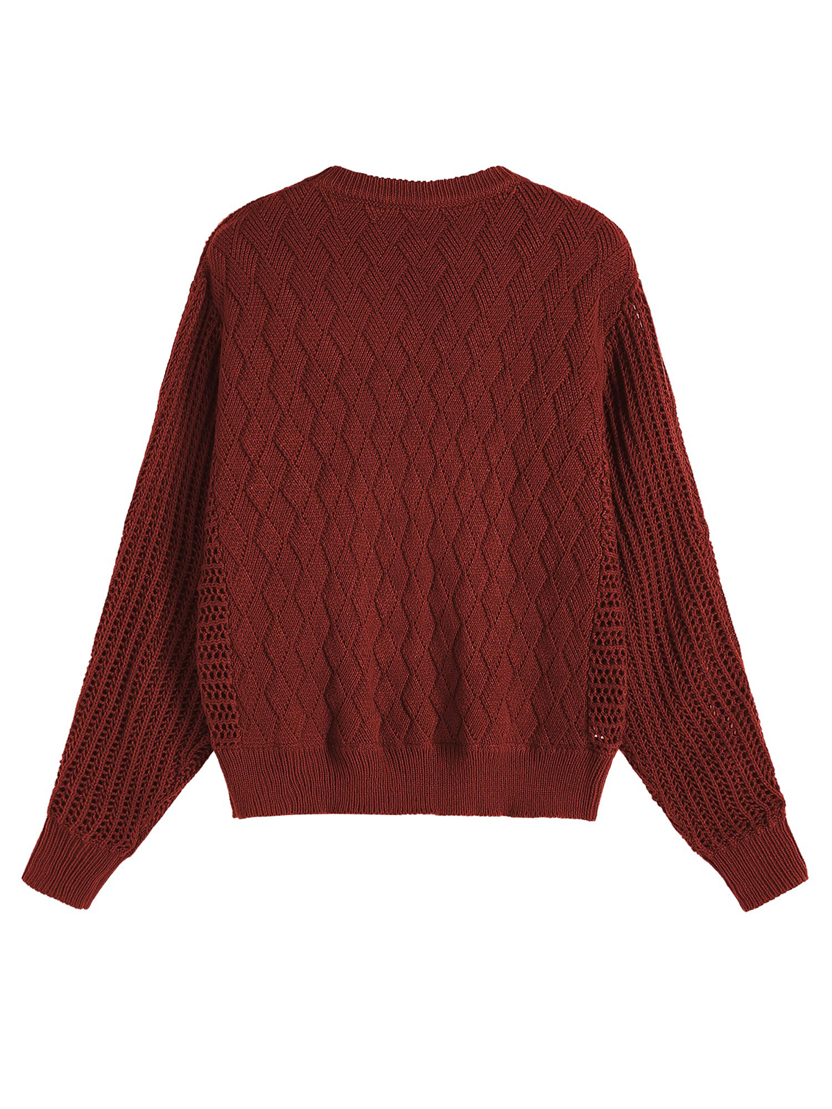 Crew Neck Long Sleeve Crochet Knit