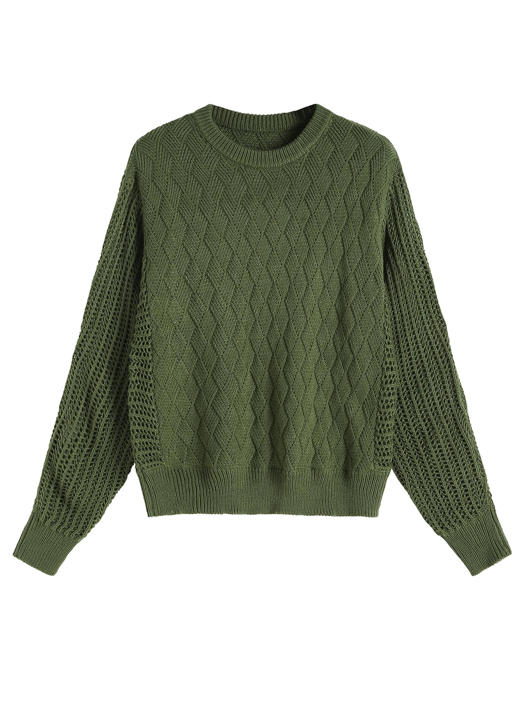 Crew Neck Long Sleeve Crochet Knit