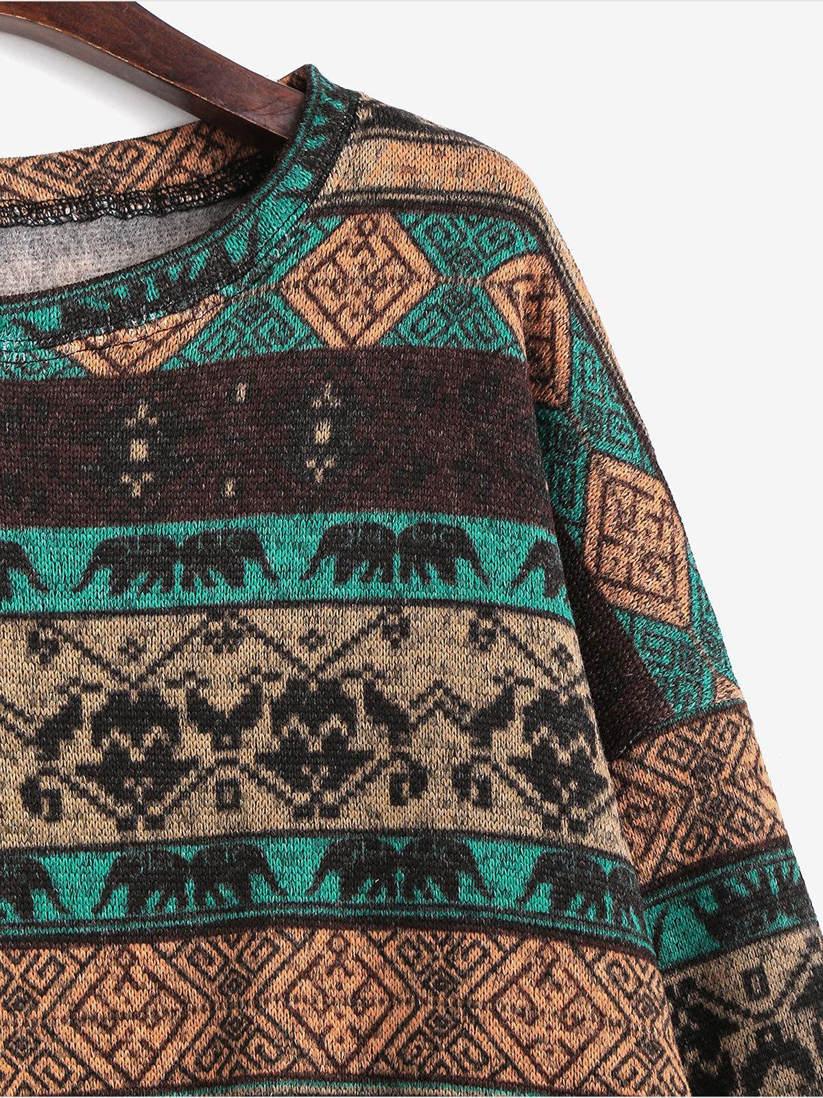 Tribal Pattern Knit Sweater