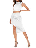 With Slit Midi Dress Two Piece Set