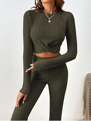 Ribbed Knit Pajama Set