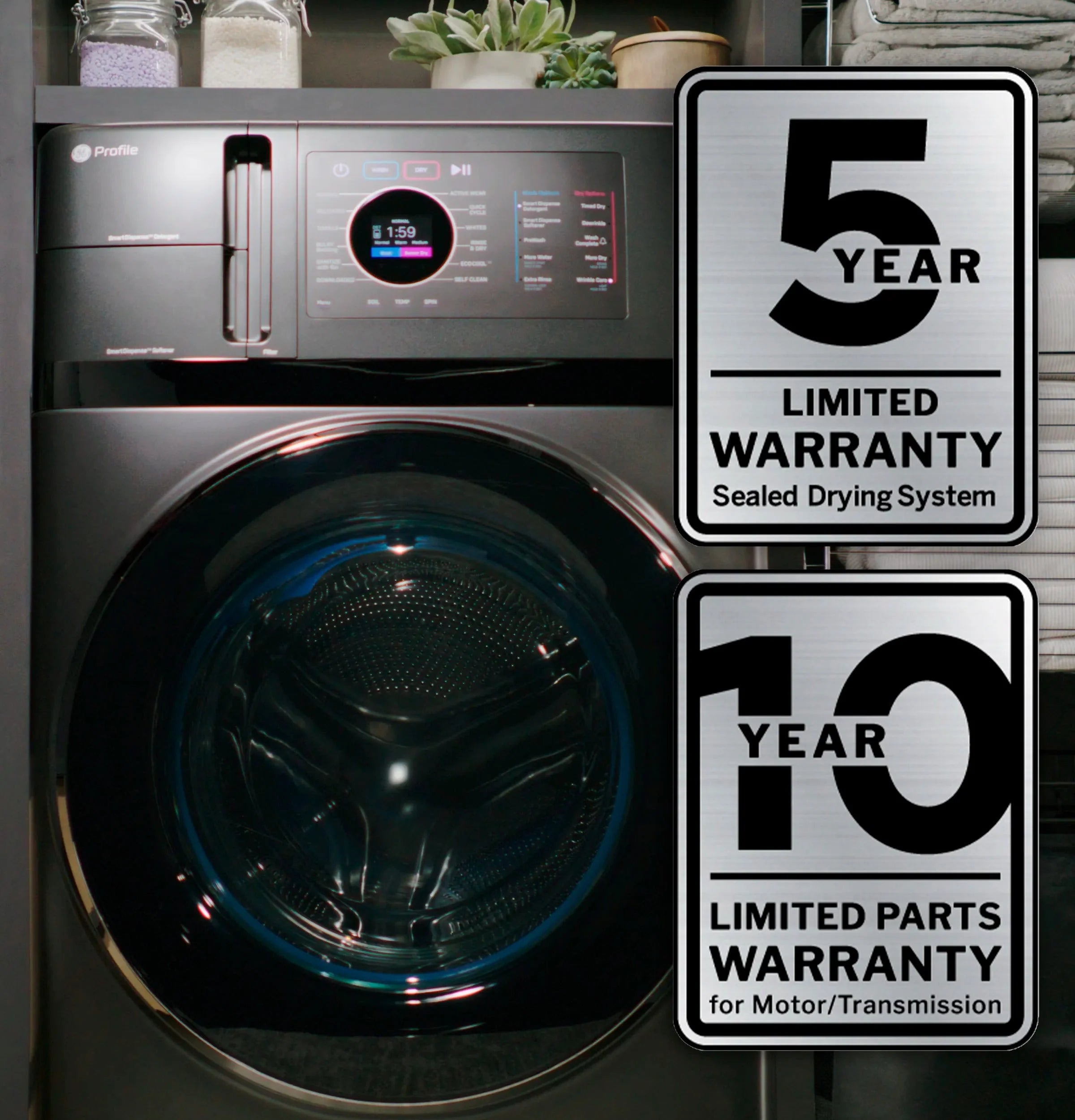 2026 Profile 4.8 cu. ft. UltraFast combination washer-dryer with ventless heat pump technology in Carbon Graphite