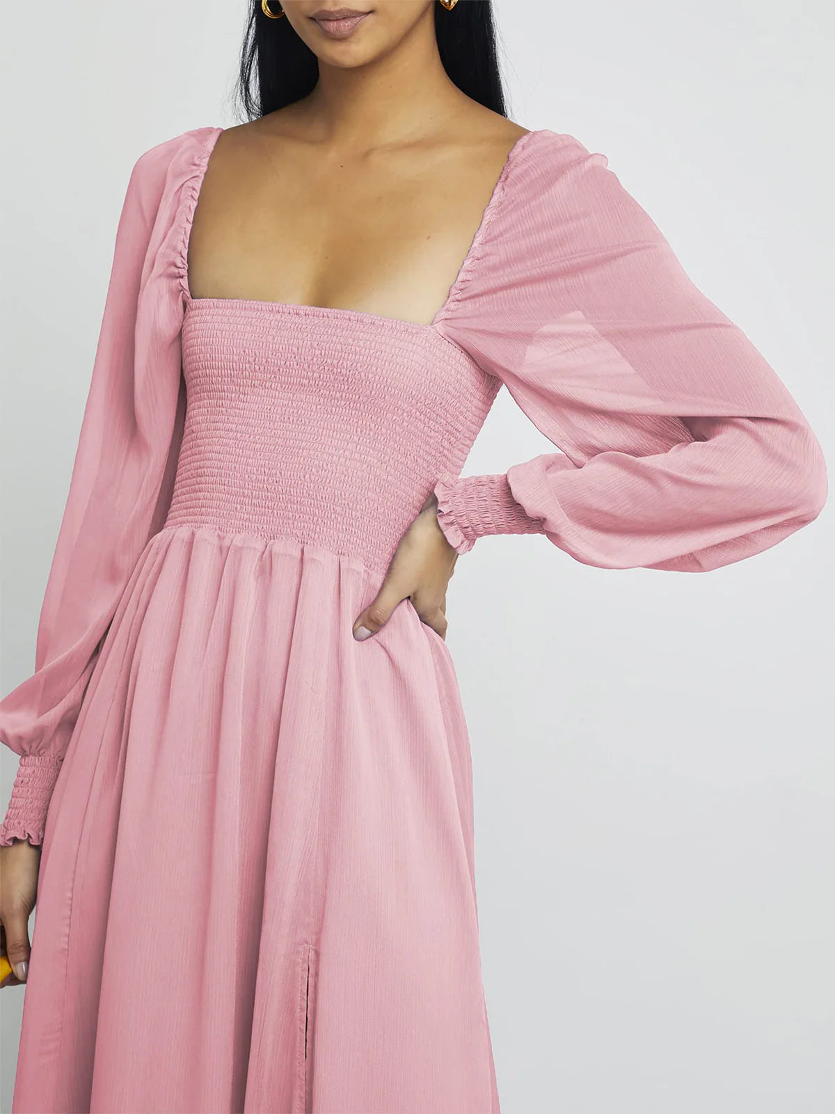 2026 Puffy High-Waisted Floral Dress