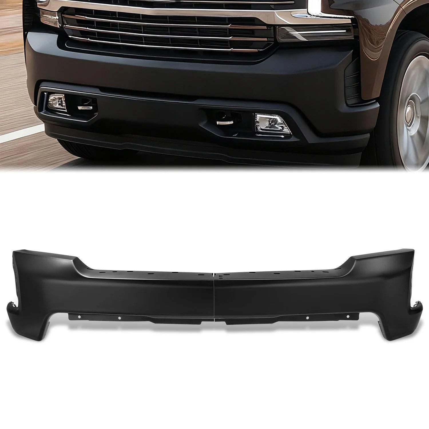 Modular Style Front Bumper w/o Parking Sensor Holes 19-21 Chevy Silverado 1500, 2022 LTD