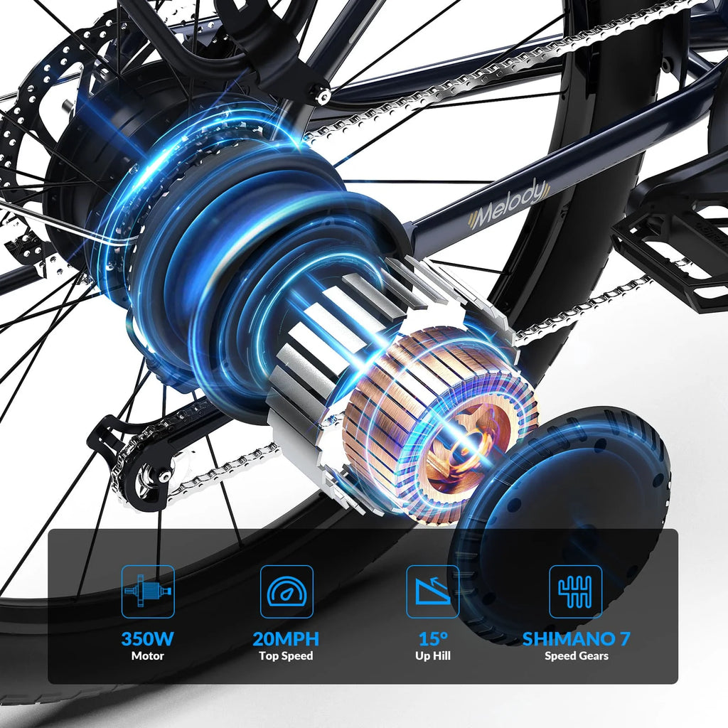 2026 5TH WHEEL Electric Bike for Adult with 350W Motor, W18B 26" EBike with 36V 10.4Ah Removable Battery Ebike, Electric Bicycle with 7 Speed, UL2849