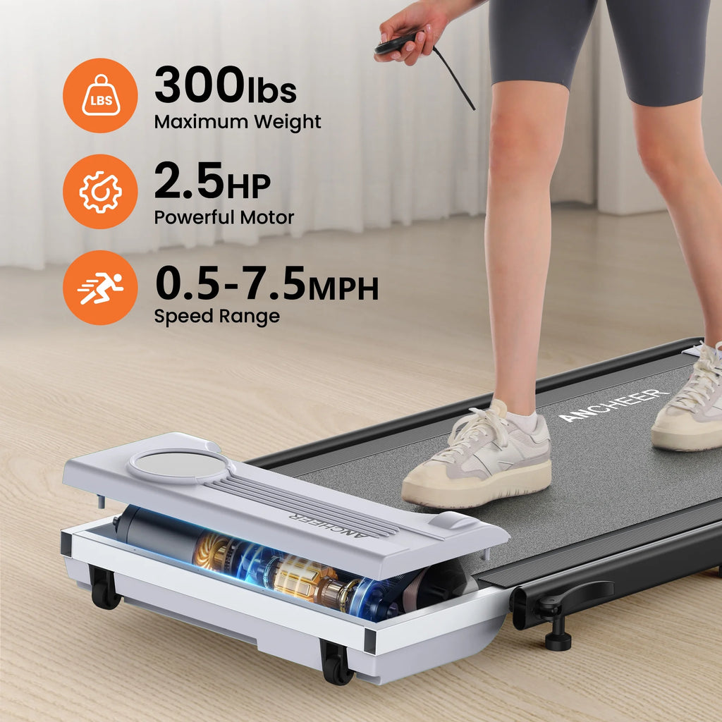 2026 ANCHEER Portable Folding Walking Pad 300lb, 7.5 MPH Under Desk Treadmill with Remote Control & LED Display,2 in 1 Walking Pad Treadmill for Home/Office/Exercise(Pink)