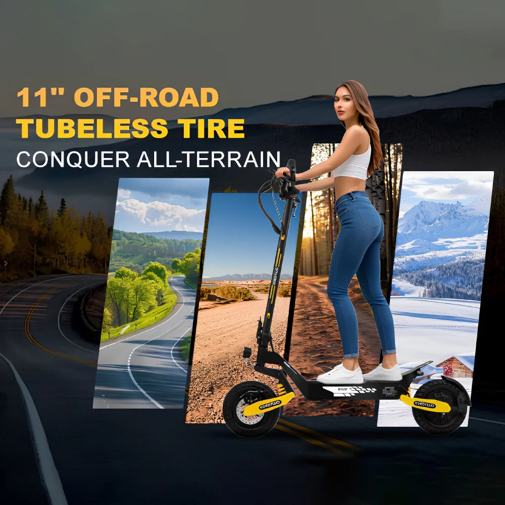 2026 Off Road Electric Scooter for Adults, 1200W Motor Fast E Scooter, Up to 28MPH Top Speed & 20Miles Long Range, 11" Off-Road Tires, 330lbs MAX Load, Foldable
